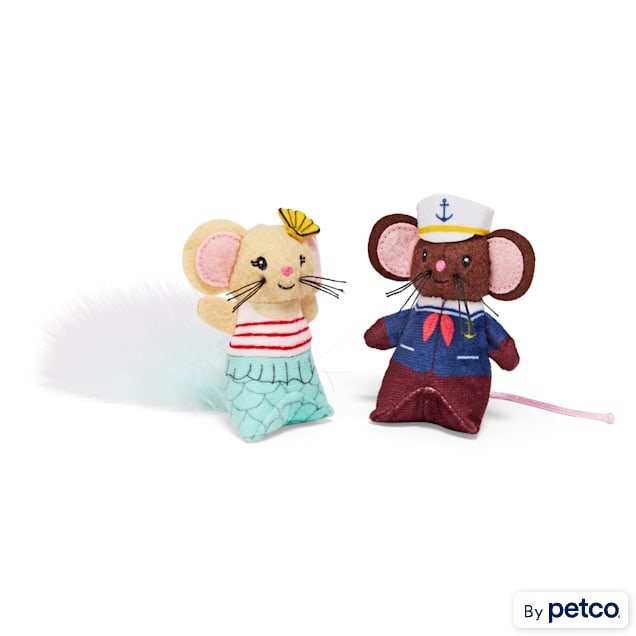 Started As A Bottle Captain and Mermaid Mice Cat Toy, X-Small, Pack of 2 - Carousel image #1