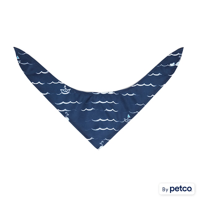 Started As A Bottle Wave Bandana for Dogs, Navy Wave, X-Small/Small - Carousel image #1