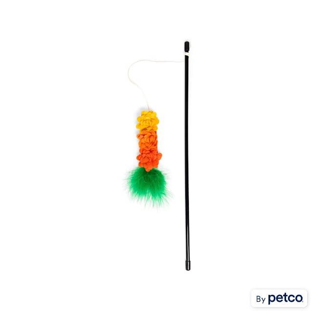 Bootique Dia de los Muertos Marigold Cat Teaser Toy, Large - Carousel image #1