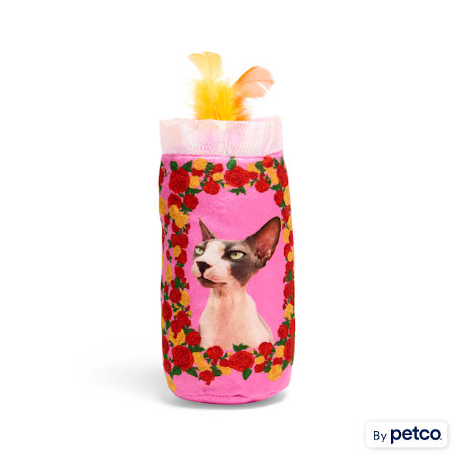 Bootique Plush Pink Candle Cat Kicker Toy, Small - Carousel image #1