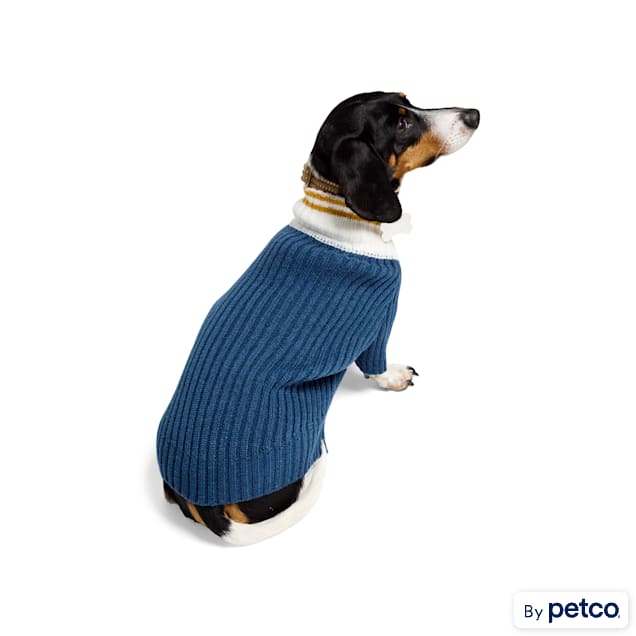 Reddy Turtleneck Pet Sweater, Blue, X-Small - Carousel image #1