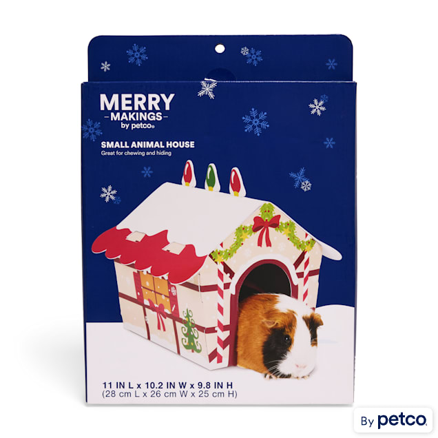 Merry Makings Small Animal Holiday Cardboard Chew House, Small - Carousel image #1