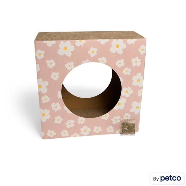 EveryYay Cardboard Cat Scratch Condo, Floral, 15.5" H - Carousel image #1