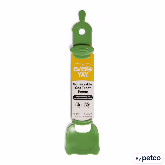 EveryYay Green Squeezable Cat Treat Dispenser Spoon, 10.43" L X 2.36" W - Carousel image #1