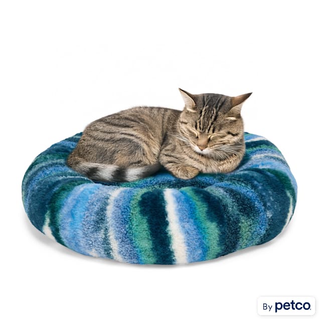 EveryYay Round Bolster Striped Cat Bed, 18" L X 18" W X 4" H - Carousel image #1