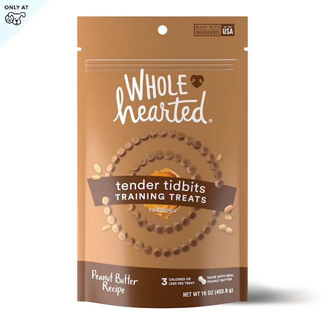 WholeHearted Grain-Free Tender Tidbits Peanut Butter Recipe Dog Training Treats, 16 oz. - Carousel image #1