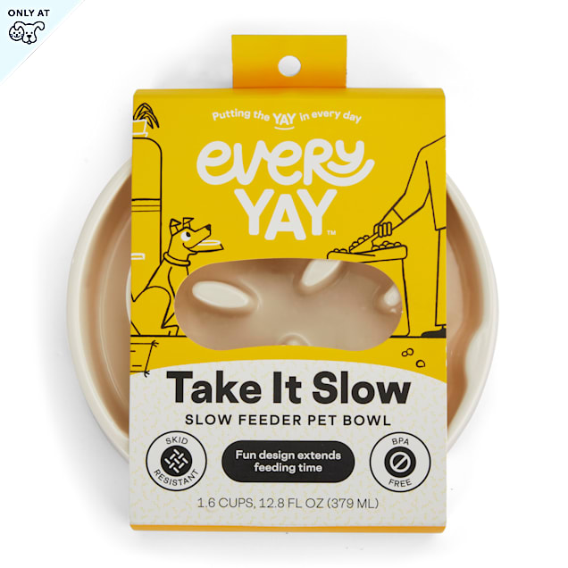 EveryYay Take It Slow White Slow Feeder Dog Bowl, 1.6 Cups Petco