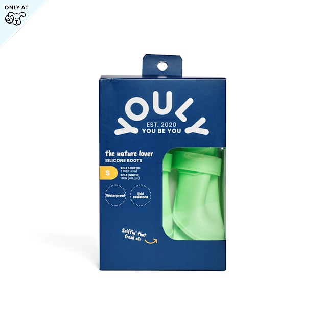 YOULY The Nature Lover Teal Waterproof Silicone Dog Boots, Small Petco