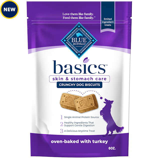Blue Buffalo Basics Skin Stomach Care Turkey Recipe Crunchy Dog Biscuit Treats 6 oz. Petco