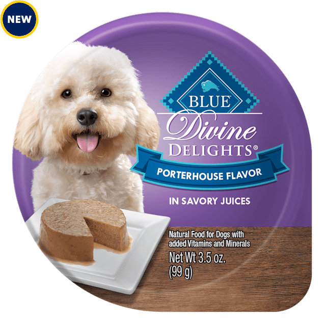 Blue Buffalo Blue Divine Delights Porterhouse Flavor in Savory Juices Wet Dog Food, 3.5 oz., Case of 12 - Carousel image #1