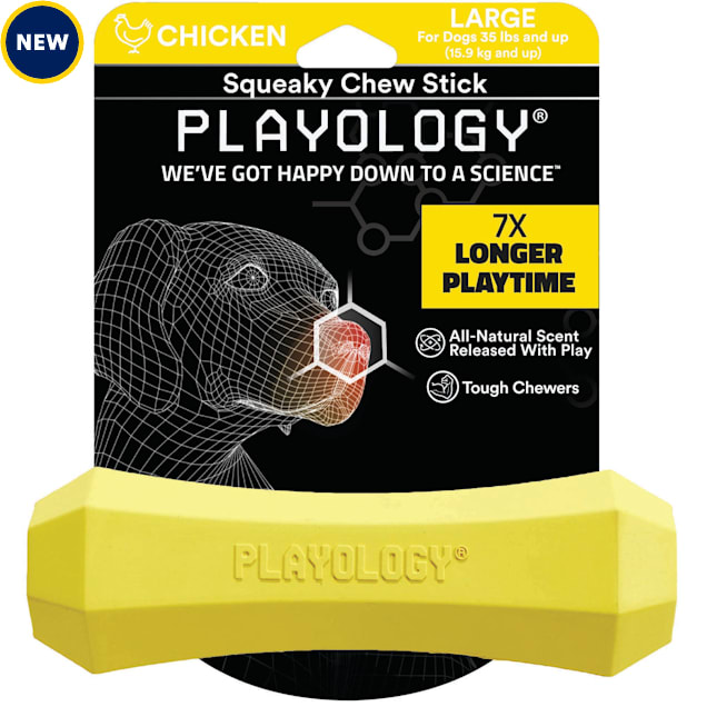 Playology Squeaky Chicken Chew Stick for Dogs, Large - Carousel image #1