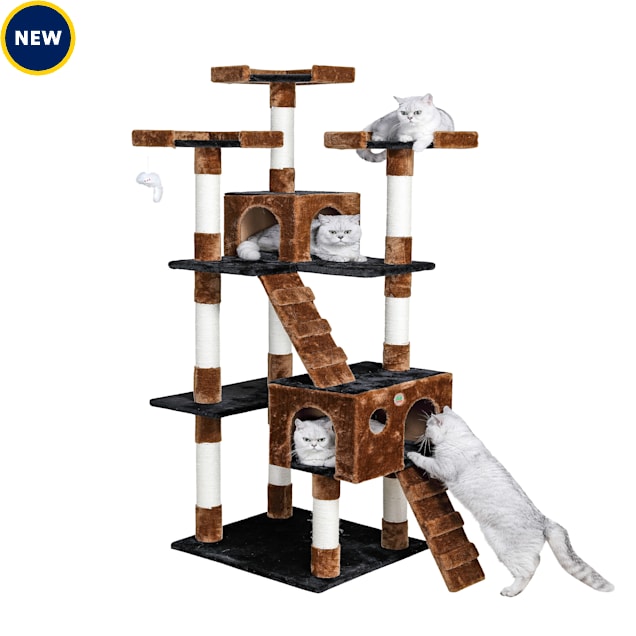 Go Pet Club 72"Cat Tree Condo with Two Ladders, Black & Brown Petco
