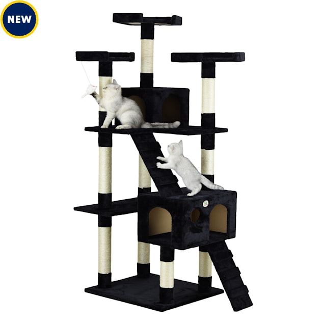 Go Pet Club 72"Cat Tree Condo with Two Ladders, Black Petco