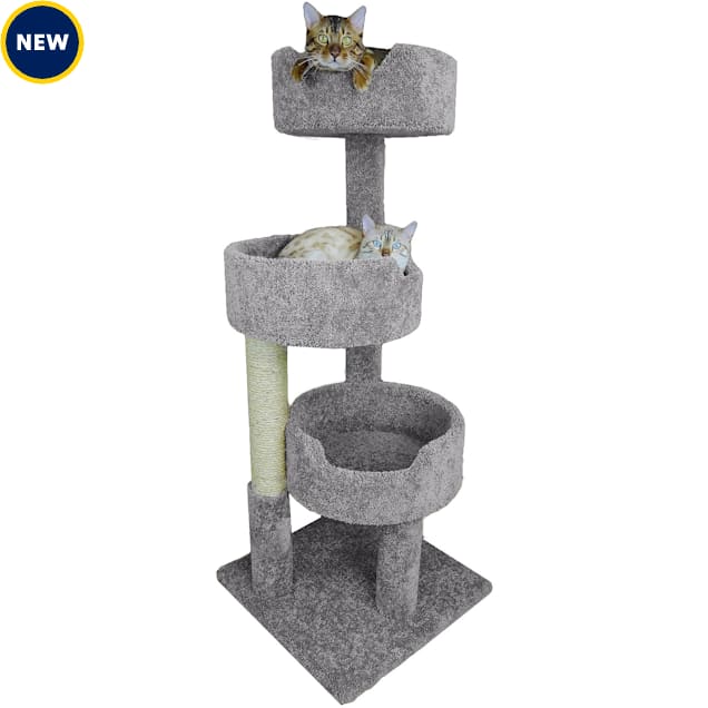 New Cat Condos Deluxe 3 Level Grey Kitty Pad Tower