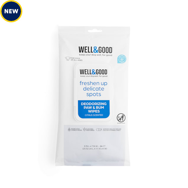 Well & Good Deodorizing Paw and Bum Dog Wipes, Count of 24 Petco