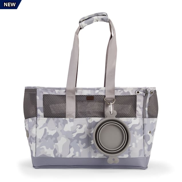 Reddy Grey Camo Canvas Dog Carrier Tote, Small Petco