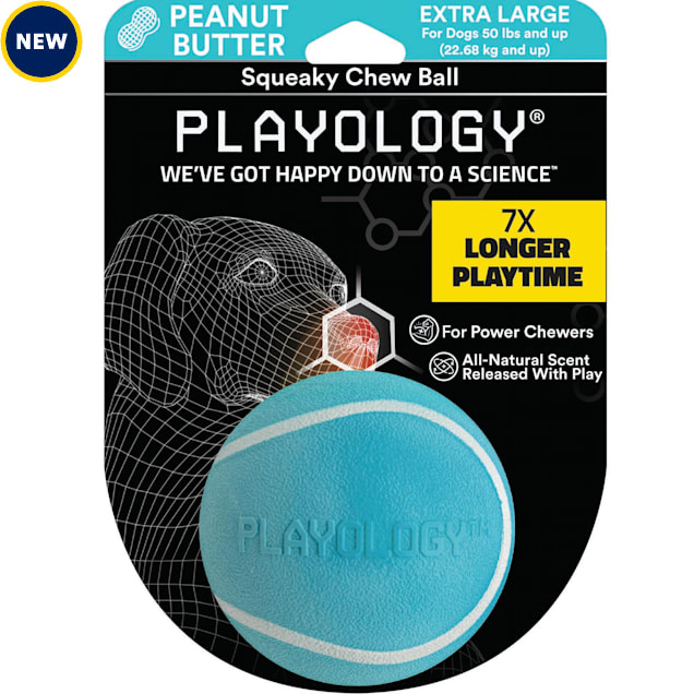 Playology Peanut Butter Scent Squeaky Chew Ball Dog Toy, XLarge Petco