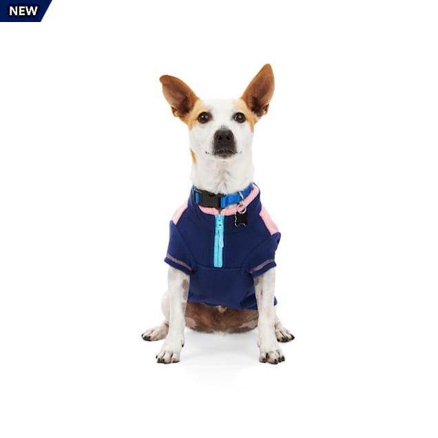 YOULY Pink/Navy Fleece Dog Jacket, X-Small - Carousel image #1