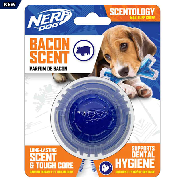 Nerf Blue Scented Bacon Scentology Ball Solid Core Dog Toy, X-Small - Carousel image #1