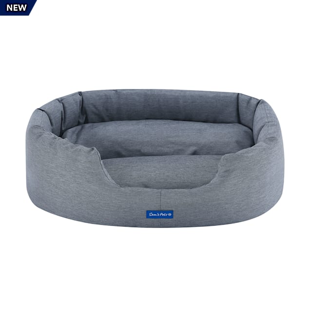 Sam's Pets Navy Blue Missy Water Resistant Round Dog Bed, 19.5" L X 25.5" W X 8" H - Carousel image #1
