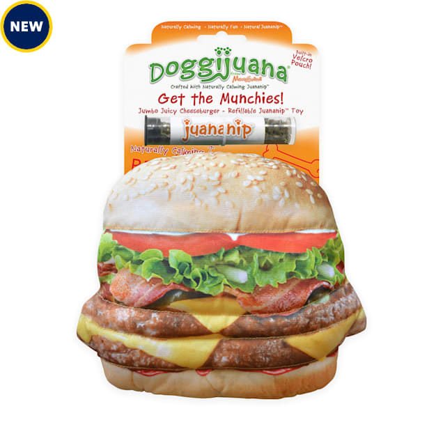 Doggijuana Get the Munchies Refillable Cheeseburger Dog Toy, Medium - Carousel image #1