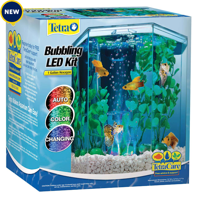 Tetra Bubbling LED Aquarium Kit with Hexagon Shape, 1 Gallon - Carousel image #1