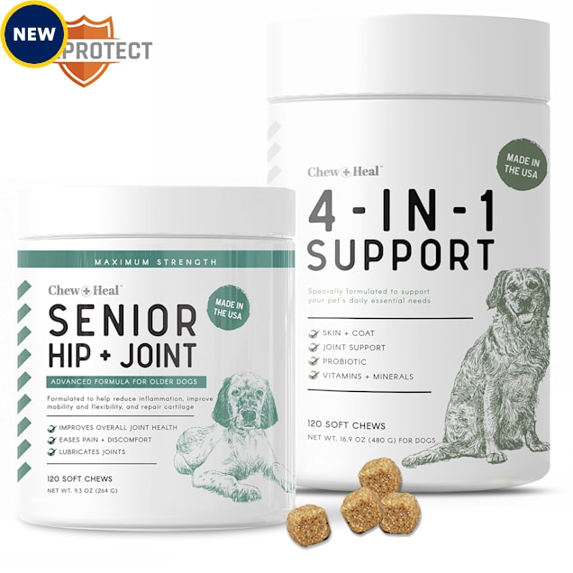 Chew + Heal MaxProtect Senior Hip + Joint Dog Supplements, Count of 240