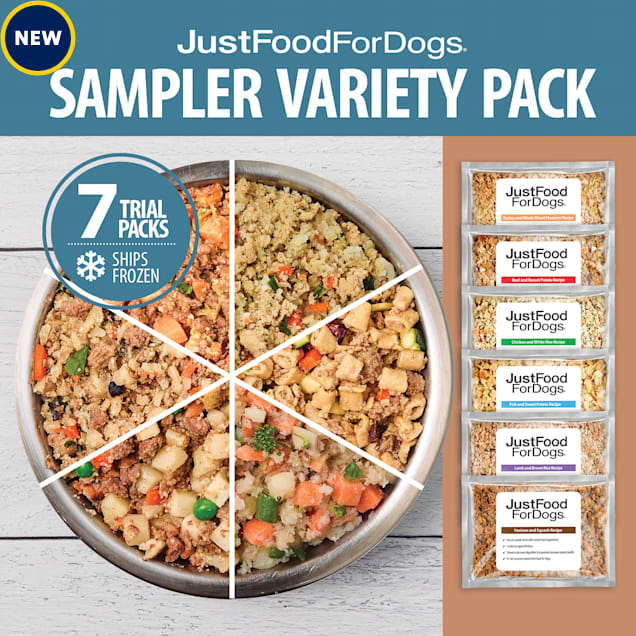 JustFoodForDogs Sampler Variety Box, 18 oz., Count of 7 Petco
