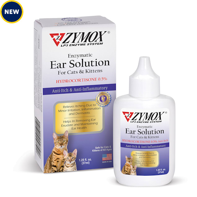 Zymox Ear Solution with 0.5 Hydrocortisone for Cat & Kitten, 1.25 fl