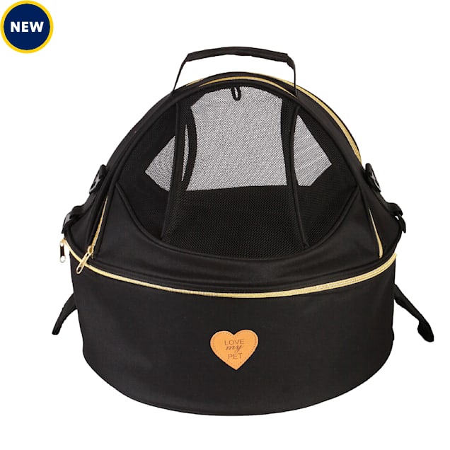 Pet Life Black 'AirVenture' DualZip Airline Approved Panoramic Circular Travel Pet Dog Carrier