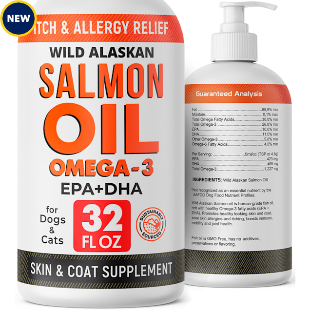 StrellaLab Wild Alaskan Salmon Oil Omega 3 Skin & Coat Supplement for