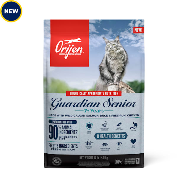 ORIJEN Grain Free Premium High Protein Fresh & Raw Animal Ingredients Guardian Senior Dry Cat Food, 10 lbs. - Petco