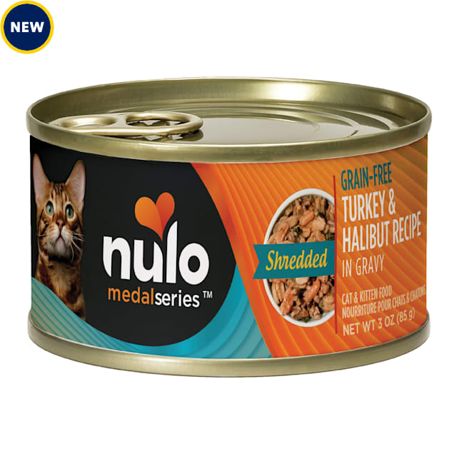 Nulo MedalSeries Grain-Free Shredded Turkey & Halibut Wet Cat Food, 3 oz., Case of 24 - Carousel image #1