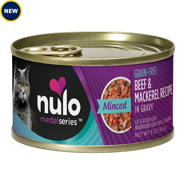 Nulo MedalSeries Grain-Free Minced Beef & Mackerel Wet Cat Food, 3 oz., Case of 24 - Carousel image #1