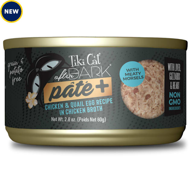 Tiki Cat After Dark Pate+ Chicken & Quail Egg Wet Food for Cats, 2.8 oz. Petco