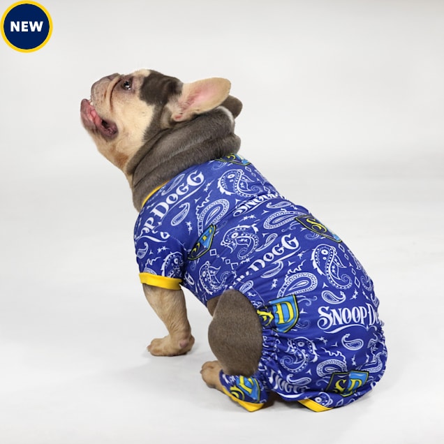Snoop Doggie Doggs Blue Halftime Deluxe Pet Pajamas, XSmall Petco