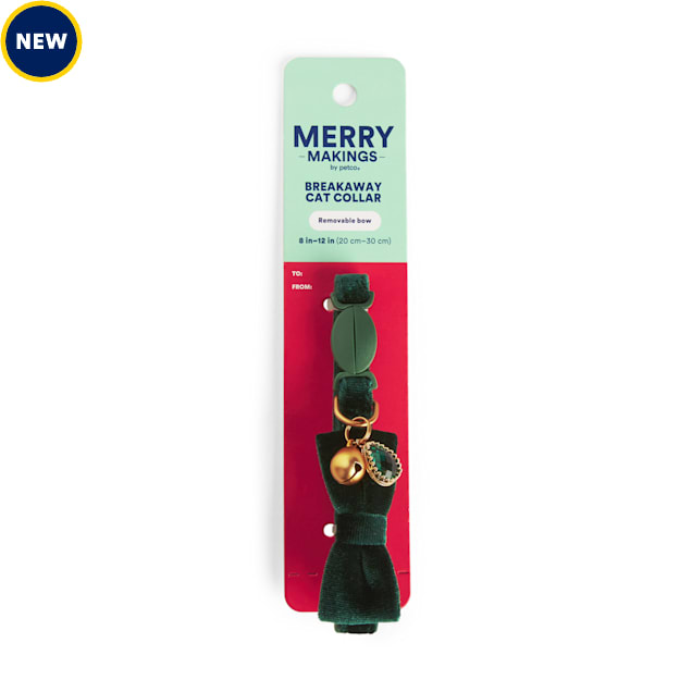 Merry Makings Bowtie Breakaway Cat Collar, Green, Small - Carousel image #1