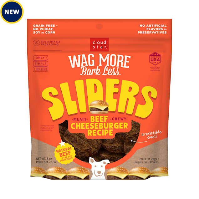 Cloud Star Wag More Bark Less Sliders Beef Cheeseburger Dog Treats, 8 oz. Petco