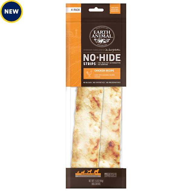 Earth Animal NoHide Strips Chicken Recipe Natural Rawhide Alternative