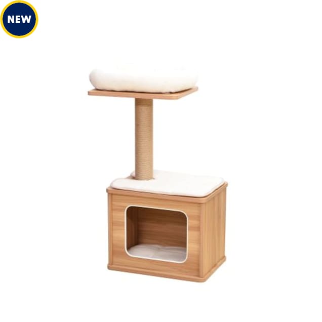 Catry Cedar Top Perch & Jute Rope Scratching Post Modern Tree with Cat