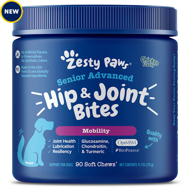 Zesty Paws Senior Advanced Mobility Chicken Flavored Soft Chews for Dog Count of 90