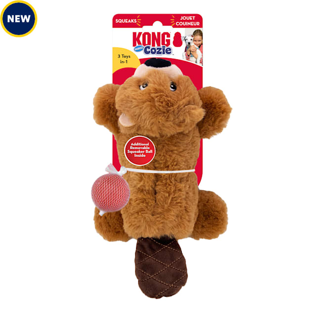 KONG Cozie Pocketz Beaver Dog Toy, Medium
