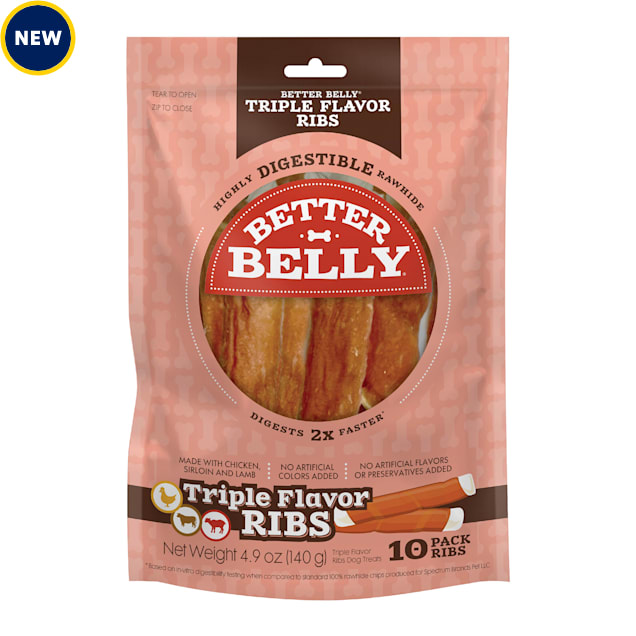 Better Belly Triple Flavor Ribs Highly Digestible Rawhide Dog Treat
