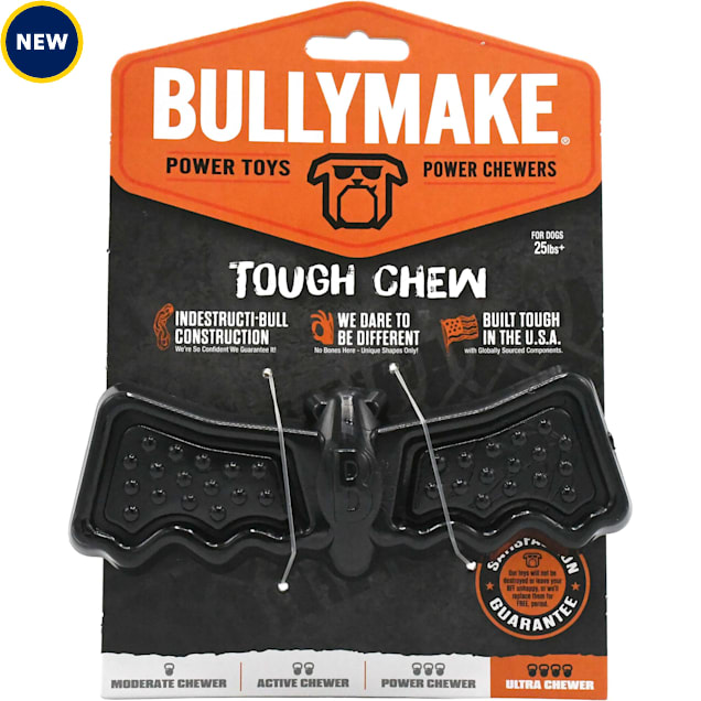 Bullymake Black Durable Unscented Nylon Bat Tough Chew Toy for
