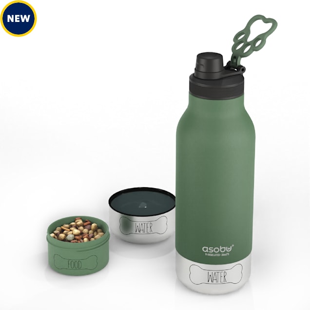 ASOUB Green Buddy Insulated Bottle and Dog Bowl, Large