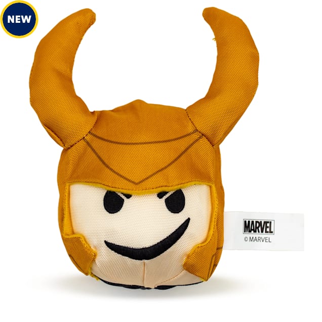 Buckle-Down Marvel Comics Loki Smirking Face Round Plush Dog Toy, Small