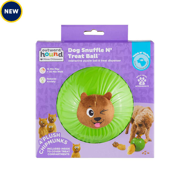 Outward Hound Snuffle N' Treat Interactive Puzzle Ball & Treat Dispenser  Dog Toy, Medium