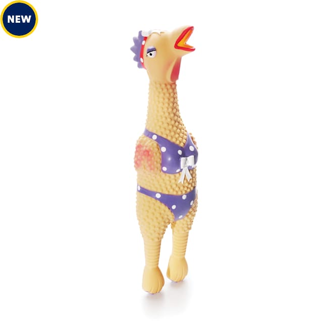 Outward Hound Tan Squawkers Henrietta Latex Rubber Chicken Interactive Dog Toy, Small - Carousel image #1