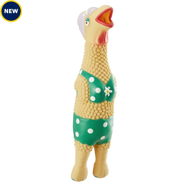 Outward Hound Squawkers Grandma Hippie Chick Latex Rubber Chicken Interactive Dog Toy, Large - Carousel image #1
