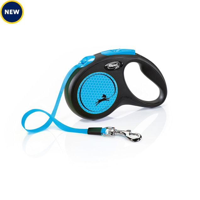 Flexi Neon Reflective Tape Retractable Dog Leash, Small, Blue, 16' - Carousel image #1